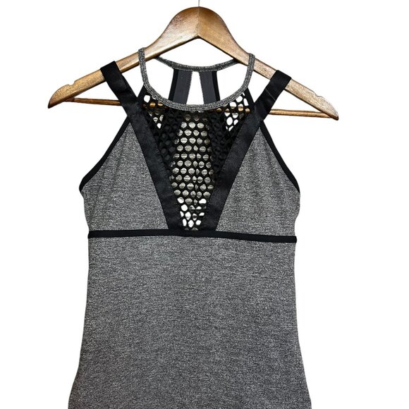 Lorna Jane Charcoal Heather Activewear Stretchy Mesh Tank Yoga Top Size 6 - Picture 1 of 8